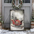 Vintage Christmas Sleigh Sled Wall Art — Rustic Holiday Canvas Print VI