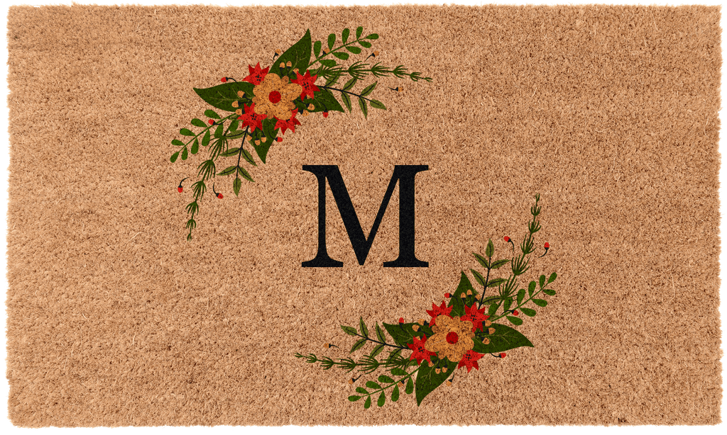 Merry and Bright Monogram Doormat - Personalized Christmas Welcome Mat