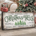 Family Christmas Tree Farm Sign — Rustic Holiday Canvas Decor IV
