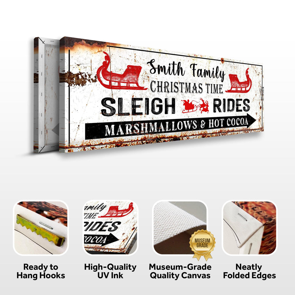 Christmas Sleigh Rides Sign - Festive Holiday Wall Decor
