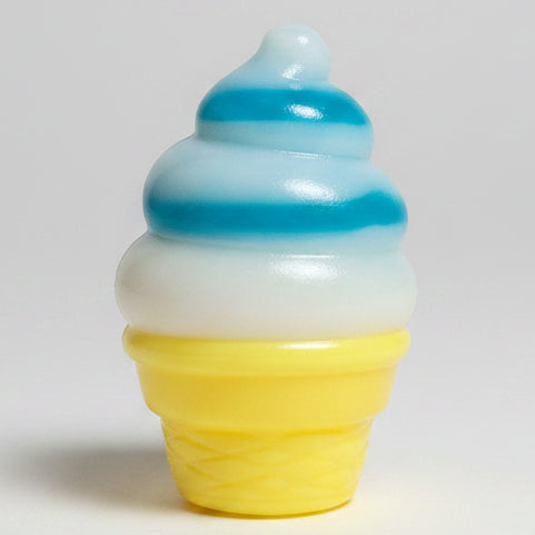 Blue and white swirl ice cream cone squishy toy
