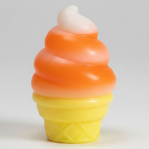 Orange and white swirl ice cream cone squishy toy