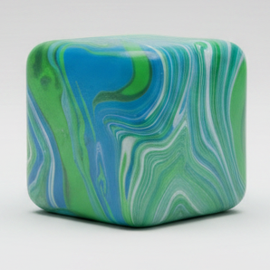 Blue and green swirl squeeze cube squishy toy