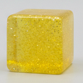 Yellow translucent glitter mini magic squeeze cube toy