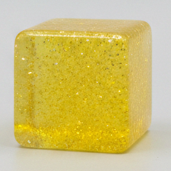 Yellow translucent glitter mini magic squeeze cube toy