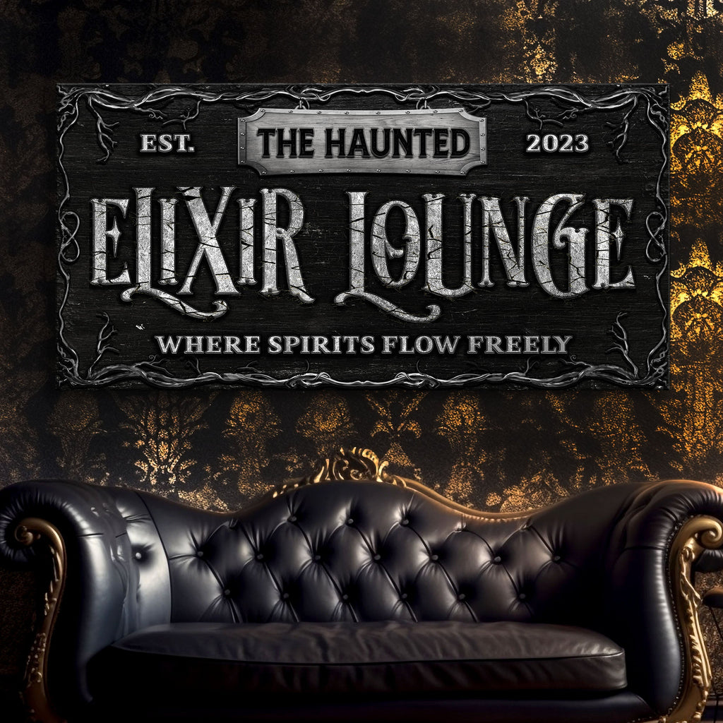 The Haunted Elixir Lounge Halloween Bar Sign