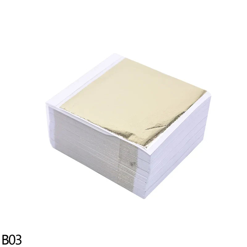 100Pcs Imitation Gold Silver Copper Foil Sheets | Gilding Leaf Flakes for DIY Nail Art Wedding Decor