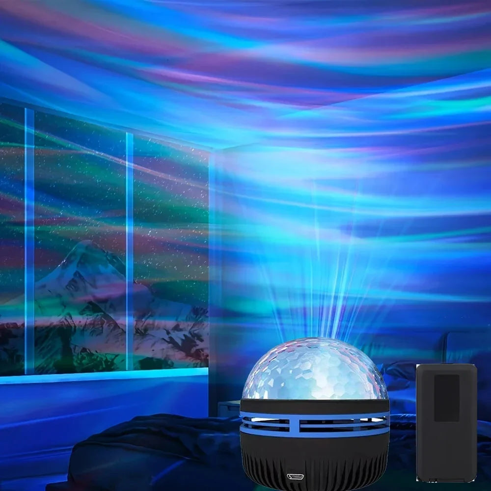 Aurora Borealis Starry Sky Projector | USB Night Light with Remote Control