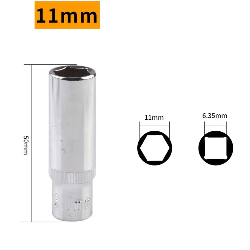 1/4 Hex Drive Deep Socket Adapter Set | Chrome Vanadium Steel Impact Socket Wrench