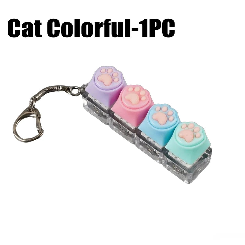 Mini USB LED Keyboard Fidget Keychain | Clickable Stress Relief Desk Toy with Light
