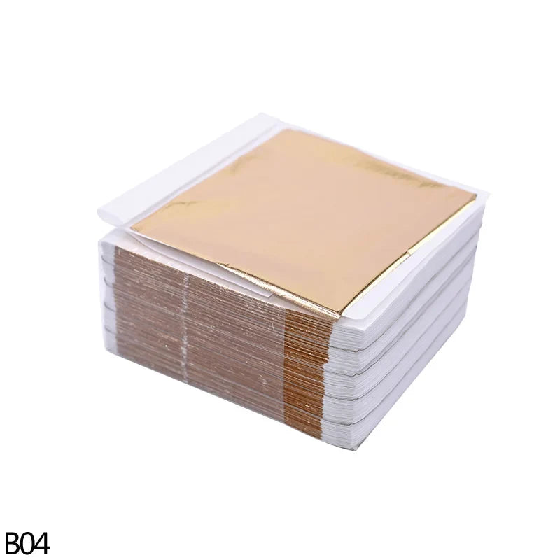 100Pcs Imitation Gold Silver Copper Foil Sheets | Gilding Leaf Flakes for DIY Nail Art Wedding Decor