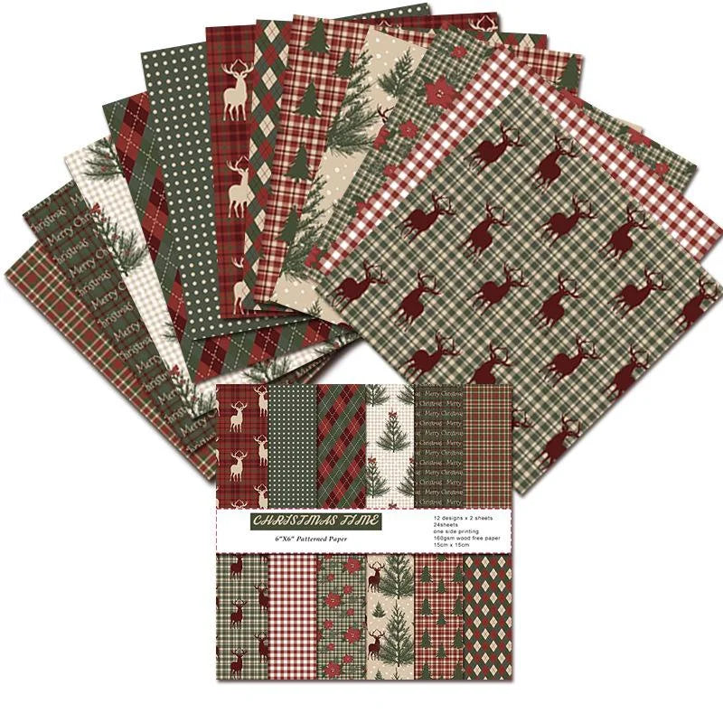 Vintage Christmas Scrapbook Paper Pack - 24 Sheets for Junk Journaling