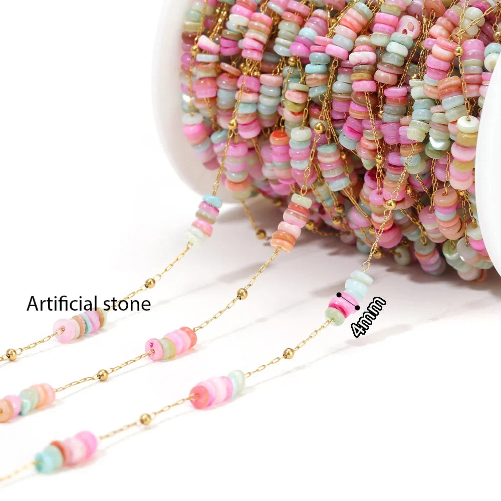 1 Meter Stainless Steel Enamel Beads Chain | DIY Jewelry Making Supplies