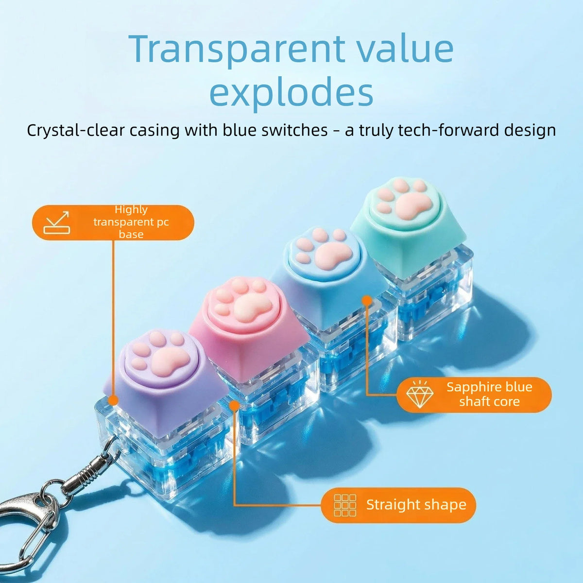Mini USB LED Keyboard Fidget Keychain | Clickable Stress Relief Desk Toy with Light
