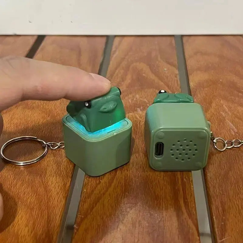 Funny Croaking Frog Duck Keychain | Rechargeable Keyboard Fidget Clicker with LED Light