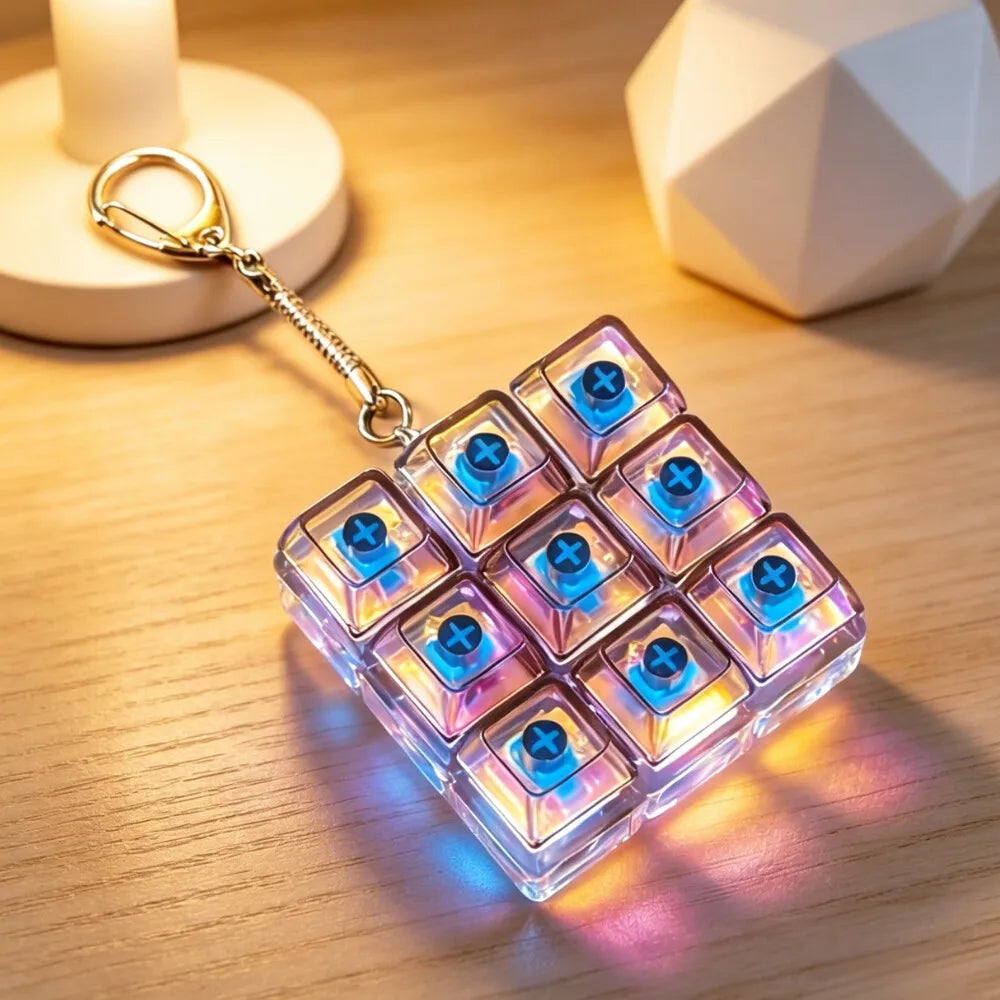 LED Keyboard Keychain Fidget Toy | Crystal Clicker for Stress Relief