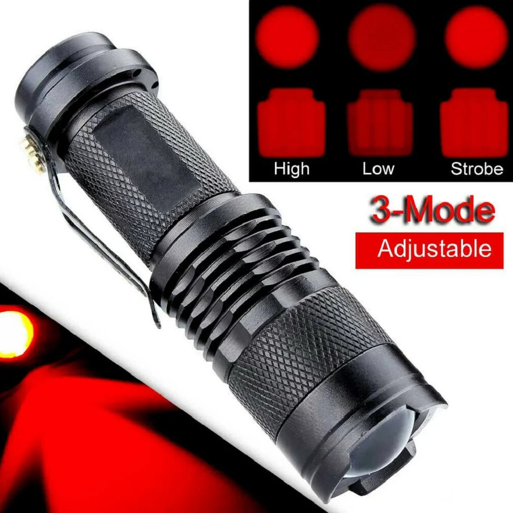 Mini LED Flashlight with 670nm Red, Blue, Green Light | Tactical Pocket Flashlight