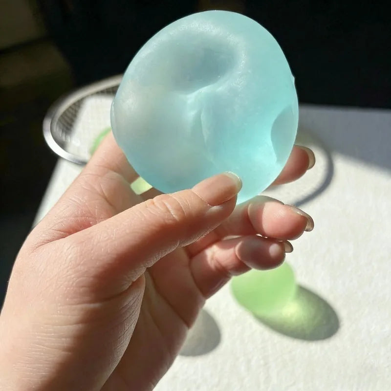 Squishy Blue Maltose Squeeze Toy – Transparent Mochi Sensory Fidget Toy