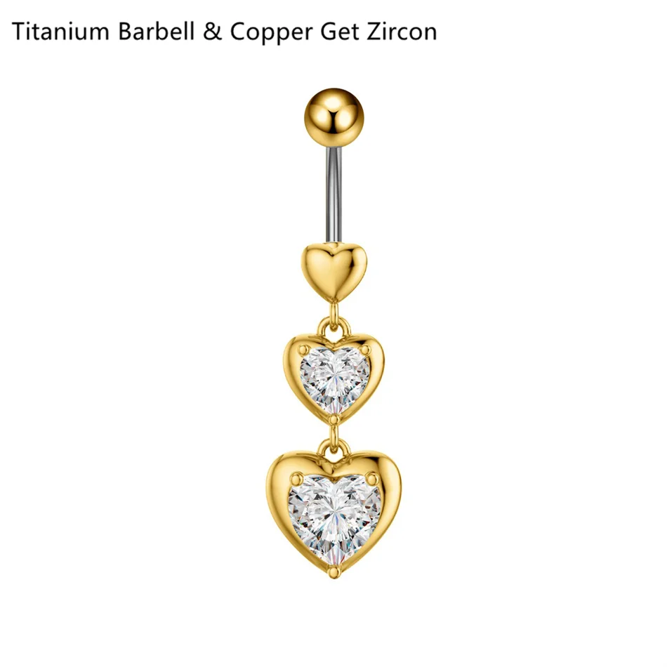14G Crystal Heart Butterfly Dangle Belly Button Rings CZ Zircon Drop Navel Barbell Belly Rings Body Piercing Jewelry for Women