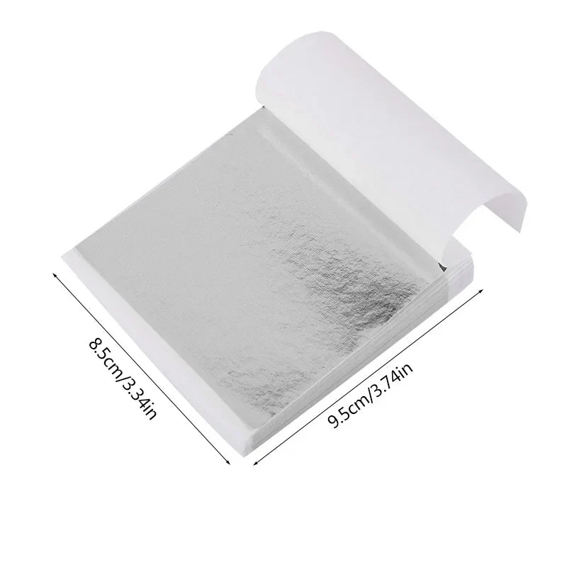 100pcs Imitation Gold Silver Foil Sheets for DIY Crafts | Gilding Flakes for Resin Candle Art