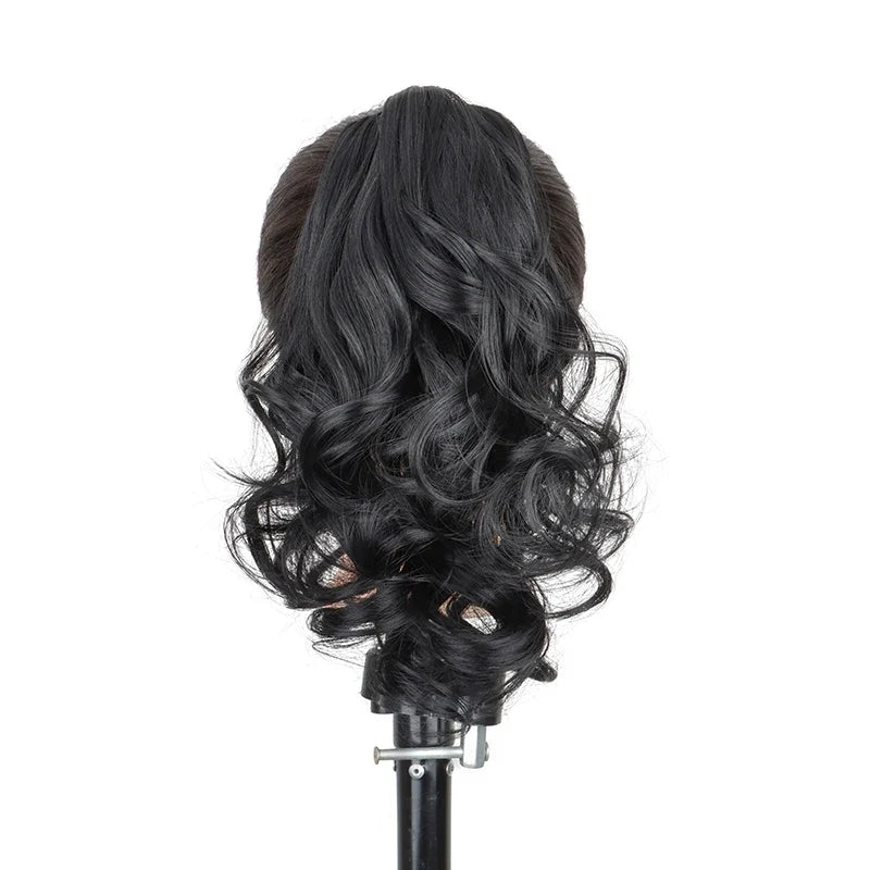 10Inch Short Wavy Curly Ponytail Hair Extension | Clip-in Claw Clip Hairpiece for Women