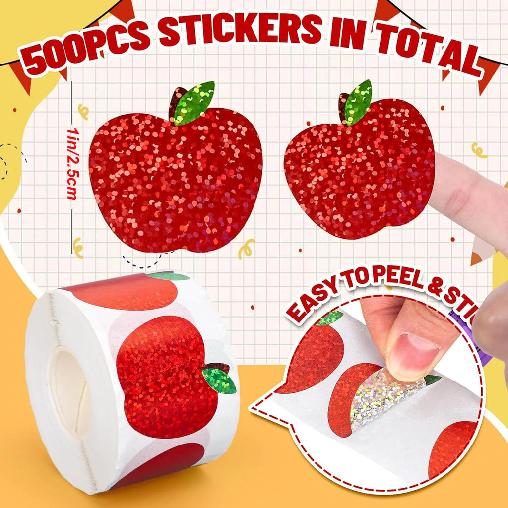 Red Apple Christmas Party Sticker Roll — 500 Festive Decals