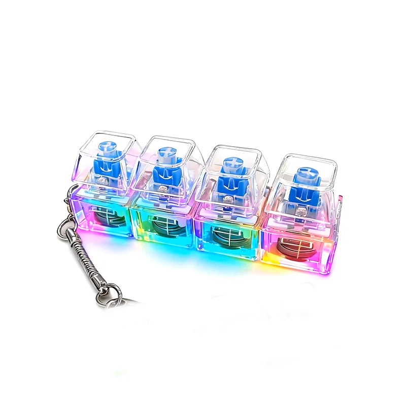 Mini USB LED Keyboard Fidget Keychain | Clickable Stress Relief Desk Toy with Light