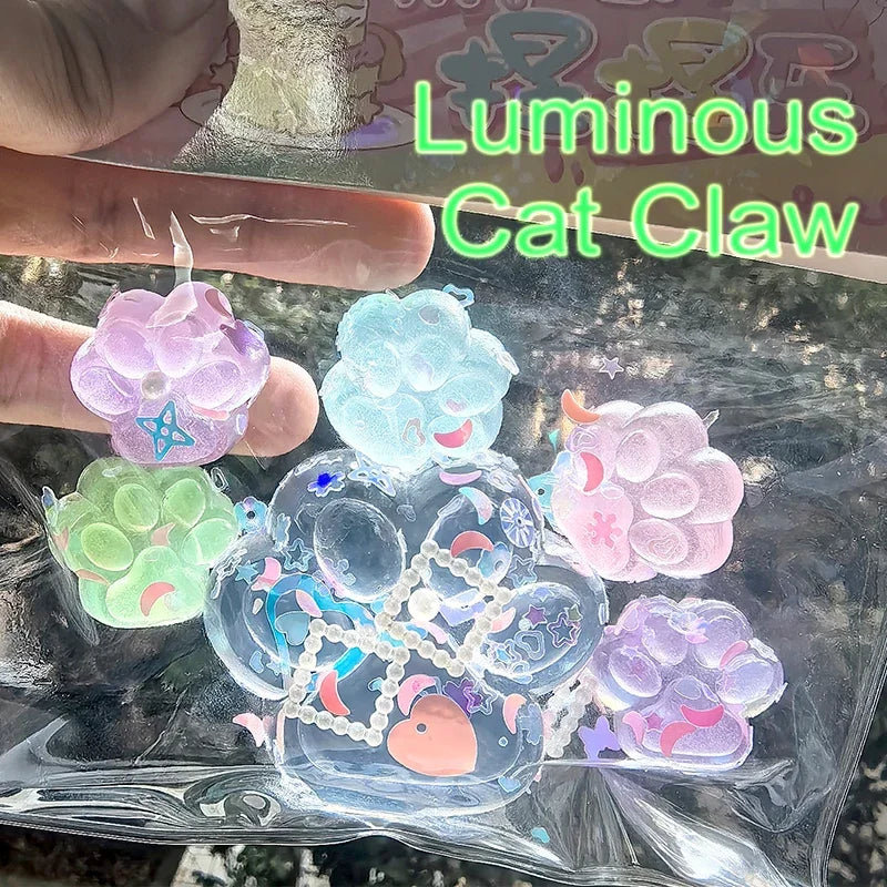 Glow-in-the-Dark Cat Paw Stress Toy | Squishy Squeeze Relief for Adults & Kids