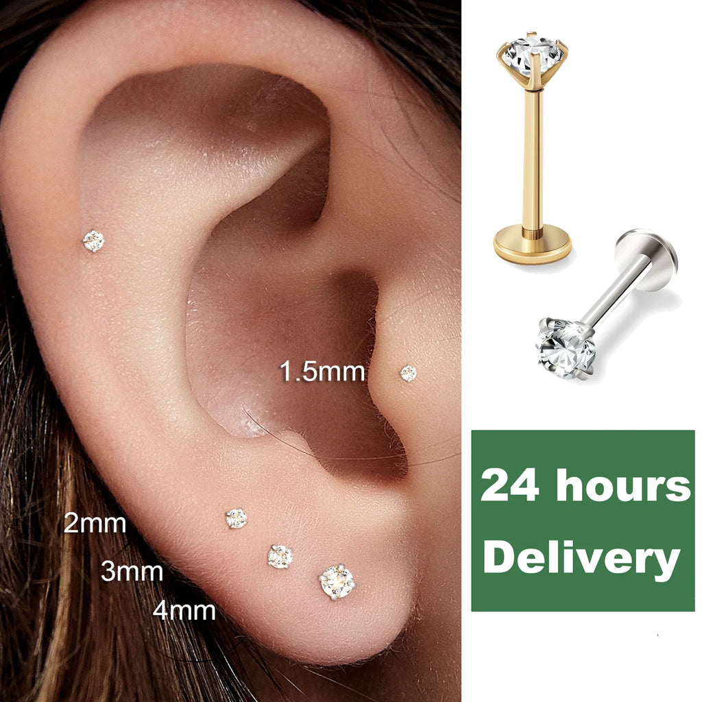 Mariasz Minimalist 1.0mm Stainless Steel Eearring Nose Stud Cartilage Piercing Jewelry Helix Tragus Lip Earrings for Women 18G