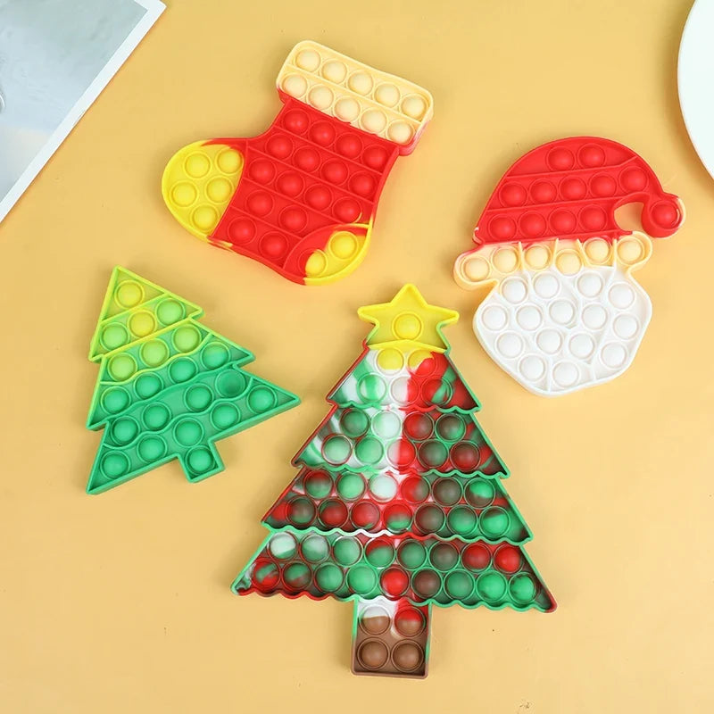 Christmas Pop Fidget Toy — Santa Claus & Xmas Tree Silicone Stress Reliever