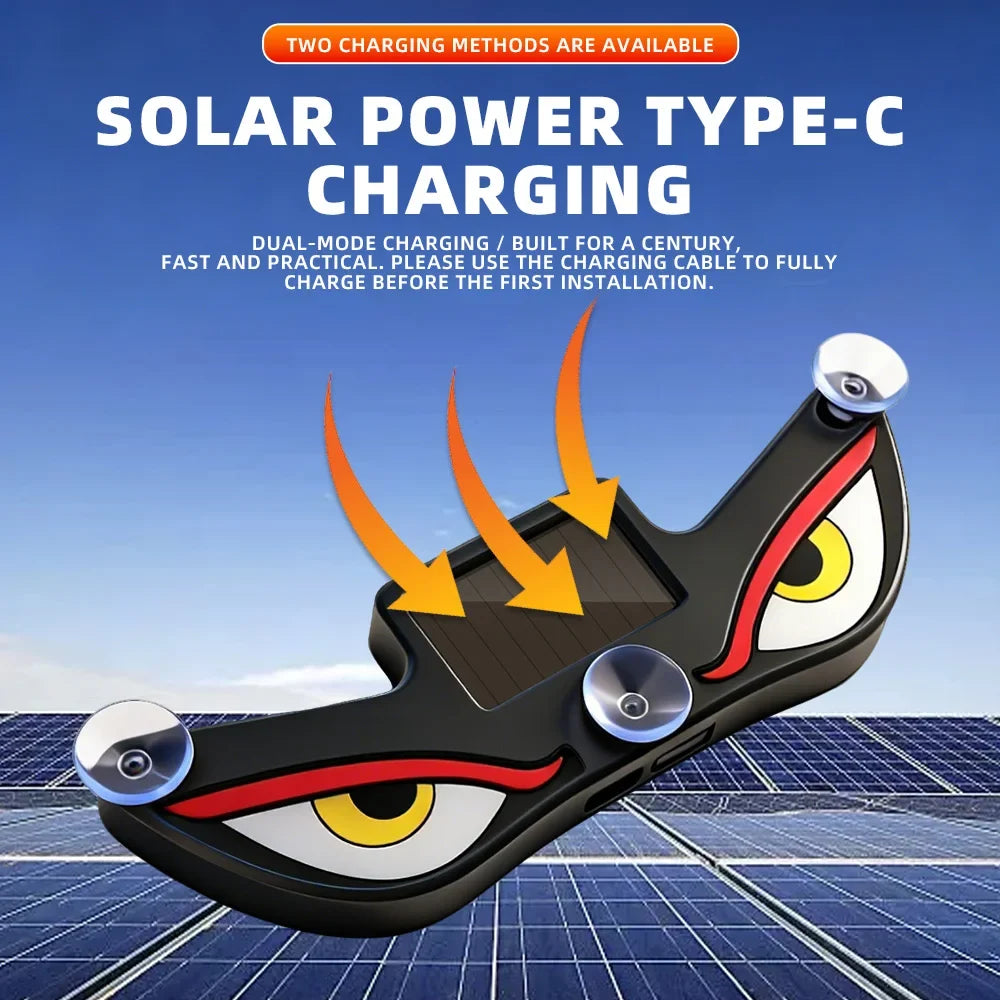 Devil's Eye Car Window Light | Solar and USB-C Rechargeable Warning Lamp
