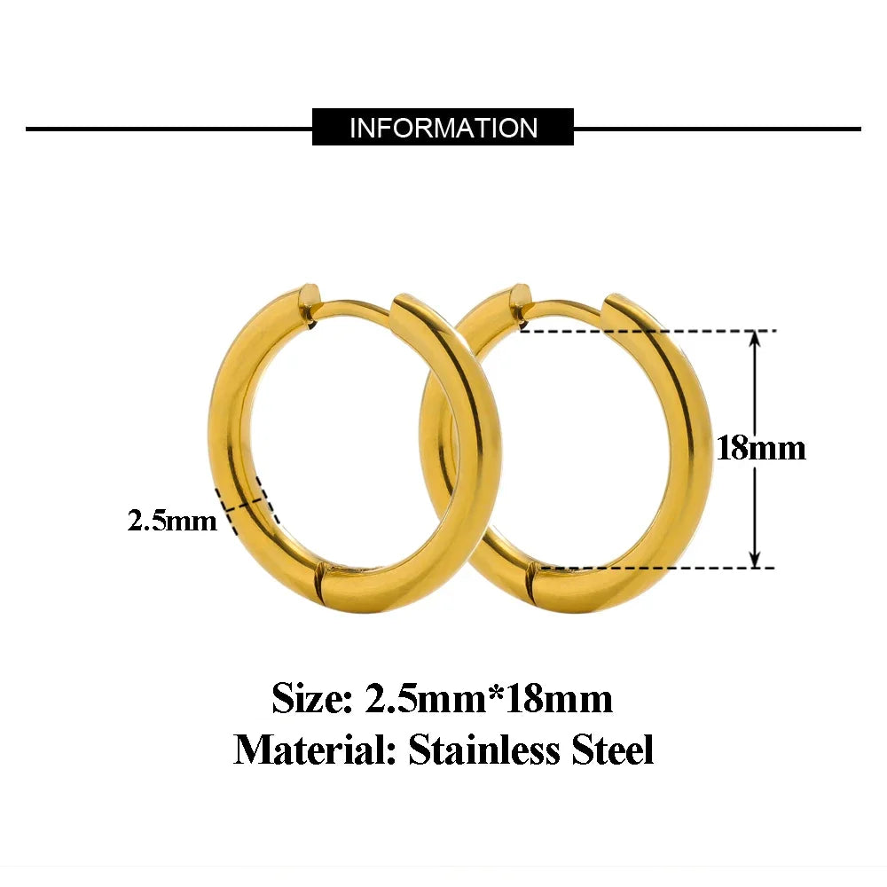 10pc 18K PVD Gold Plated Hoop Earrings Set | Unisex Punk Hip Hop Jewelry