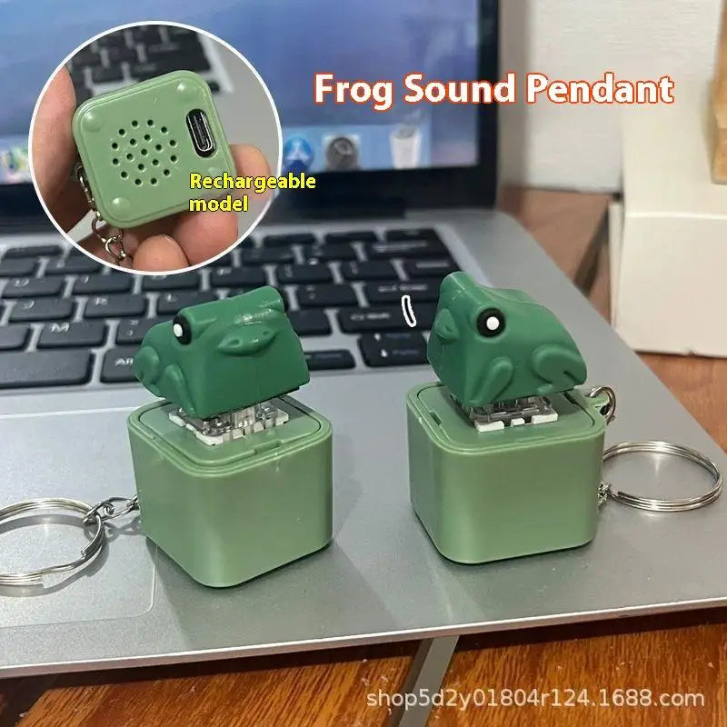 Funny Croaking Frog Keychain | Rechargeable Fidget Clicker with LED Light