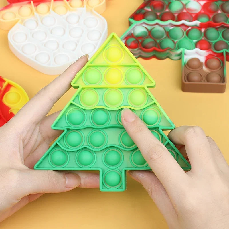 Christmas Pop Fidget Toy — Santa Claus & Xmas Tree Silicone Stress Reliever