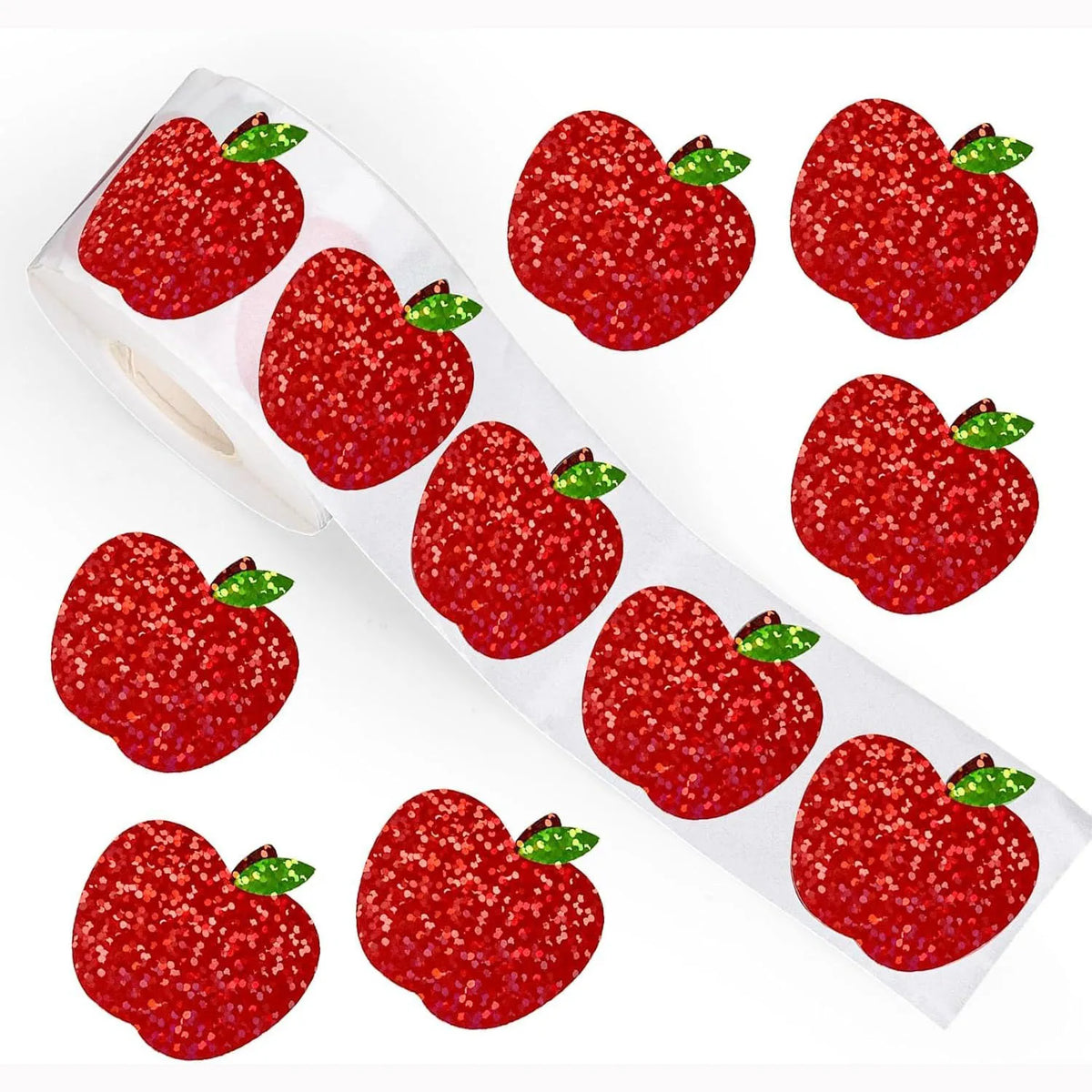 Red Apple Christmas Party Sticker Roll — 500 Festive Decals