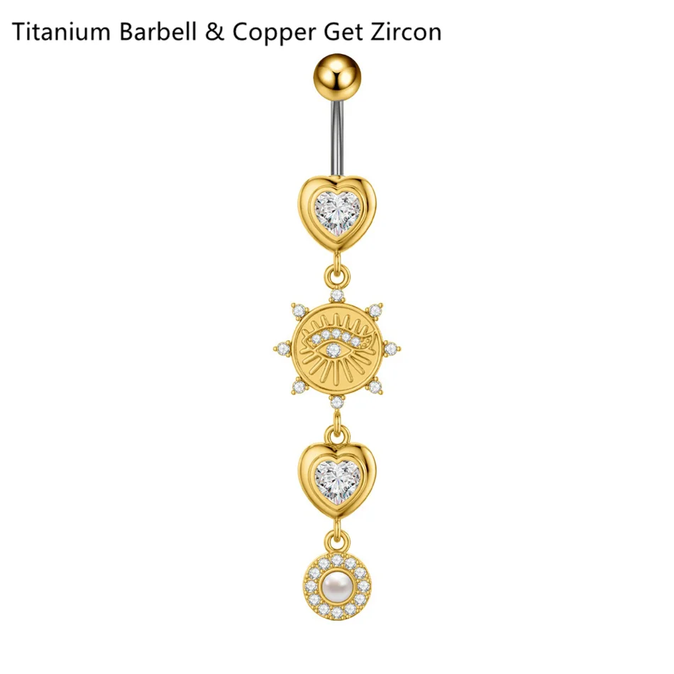 14G Crystal Heart Butterfly Dangle Belly Button Rings CZ Zircon Drop Navel Barbell Belly Rings Body Piercing Jewelry for Women
