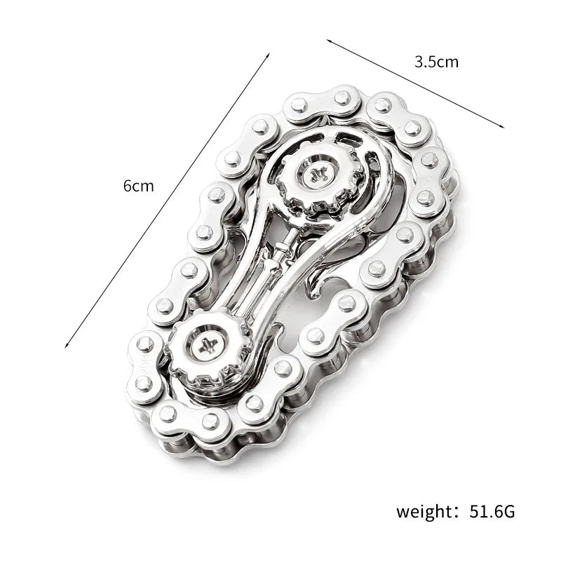 Sprockets Flywheel Fingertip Gyro Fidget Spinner | Metal Bike Chain EDC Stress Relief Toy