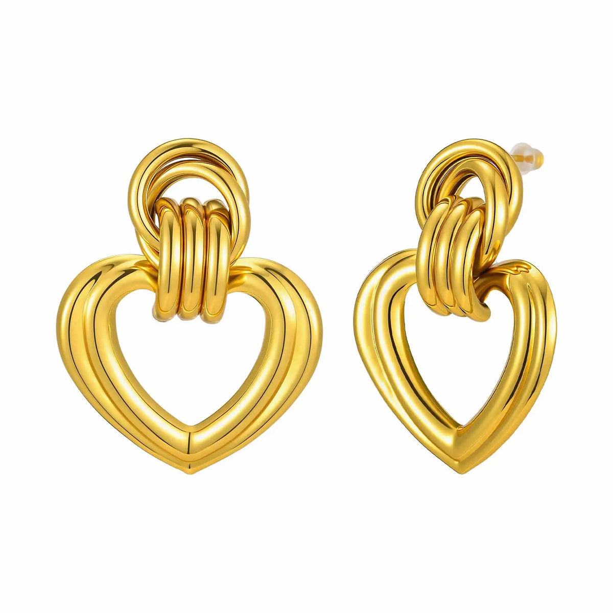 18K Gold Twist Knot Stud Earrings | Geometric Textured Screw-Back Earrings for Women