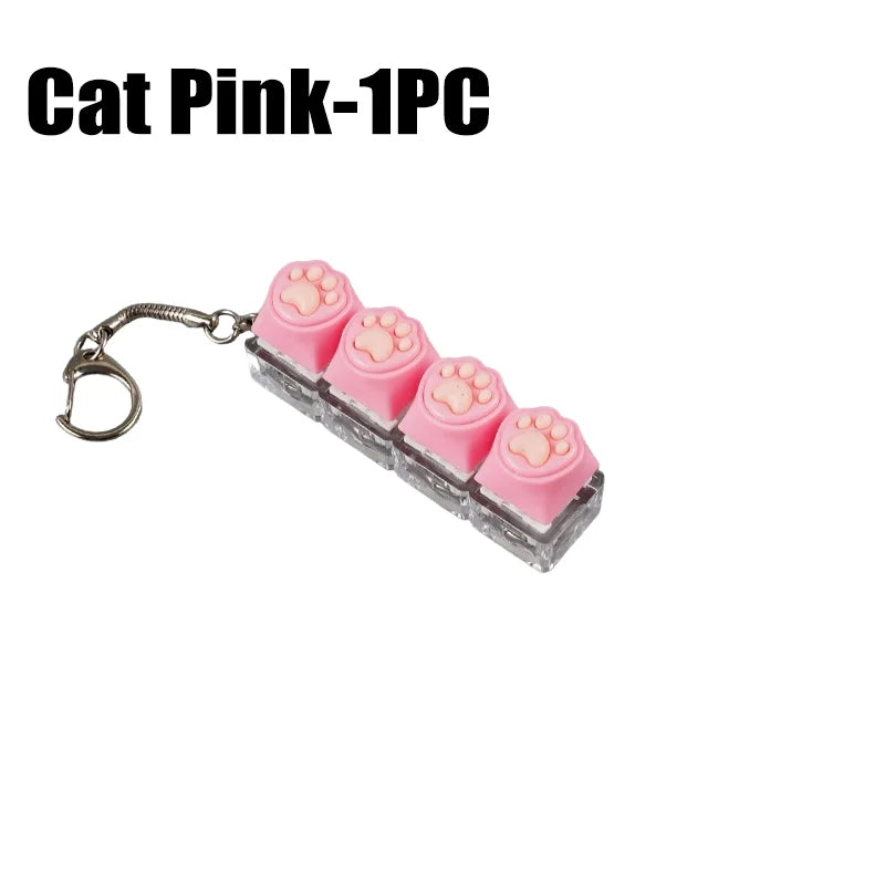 Mini USB LED Keyboard Fidget Keychain | Clickable Stress Relief Desk Toy with Light