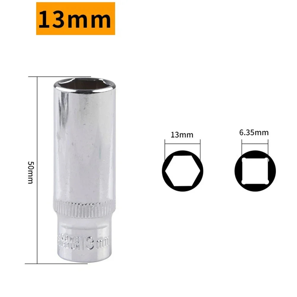 1/4 Hex Drive Deep Socket Adapter Set | Chrome Vanadium Steel Impact Socket Wrench