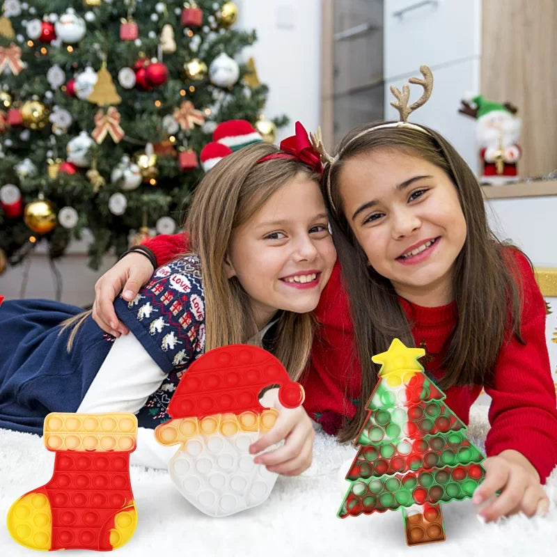 Christmas Pop Fidget Toy — Santa Claus & Xmas Tree Silicone Stress Reliever