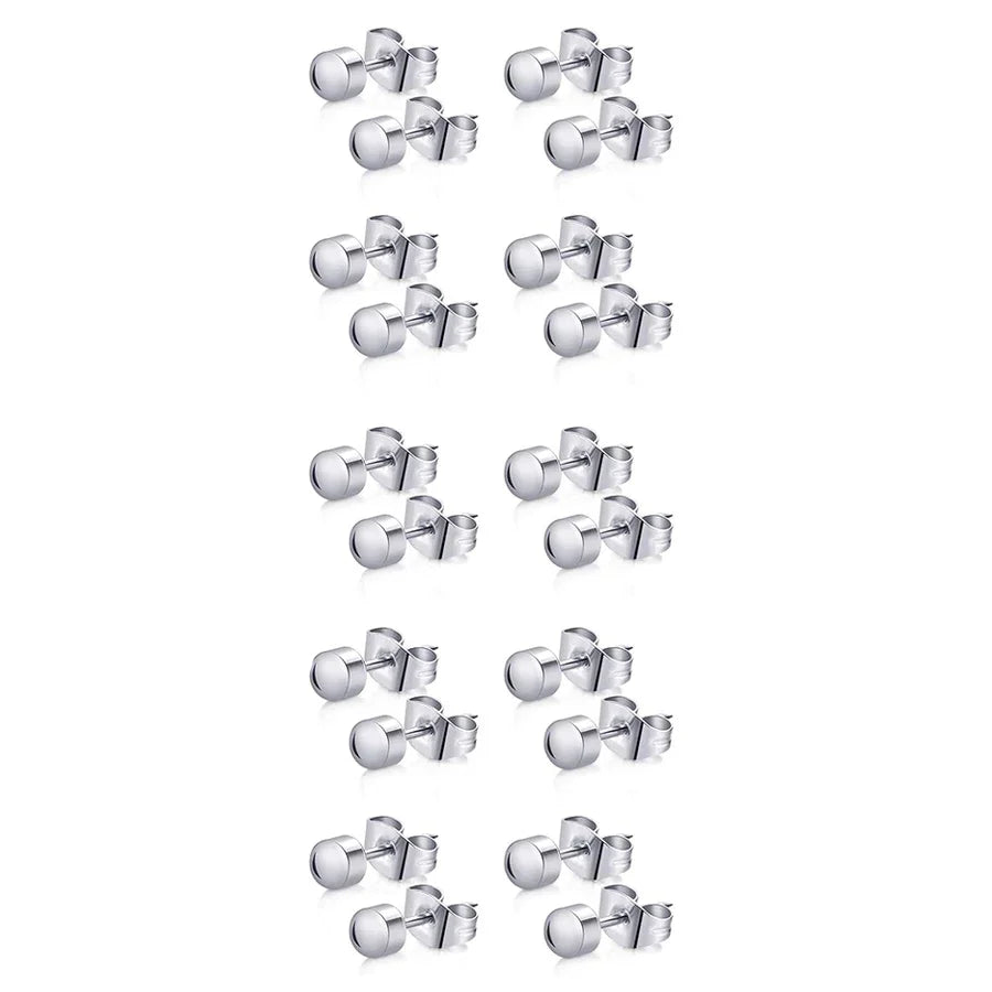 10pairs Colorful Rhinestone Stud Earrings Set | Stainless Steel Body Jewelry