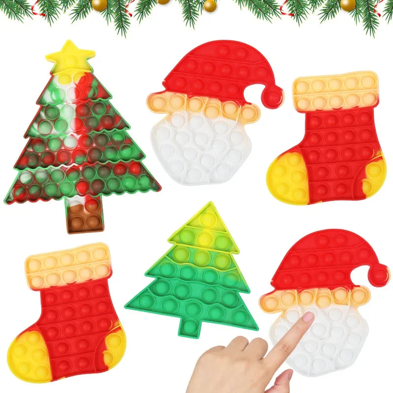 Christmas Pop Fidget Toy — Santa Claus & Xmas Tree Silicone Stress Reliever