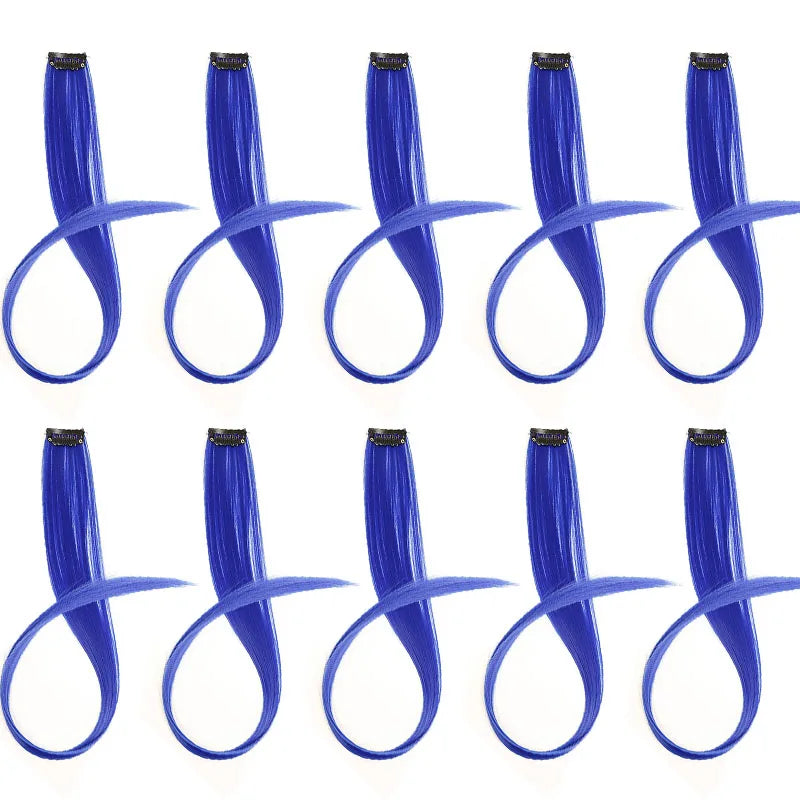 10pcs 22Inch Synthetic Long Straight Hair Extensions Clip in Colored Party Highlights Hairpieces for Women Kids Girls