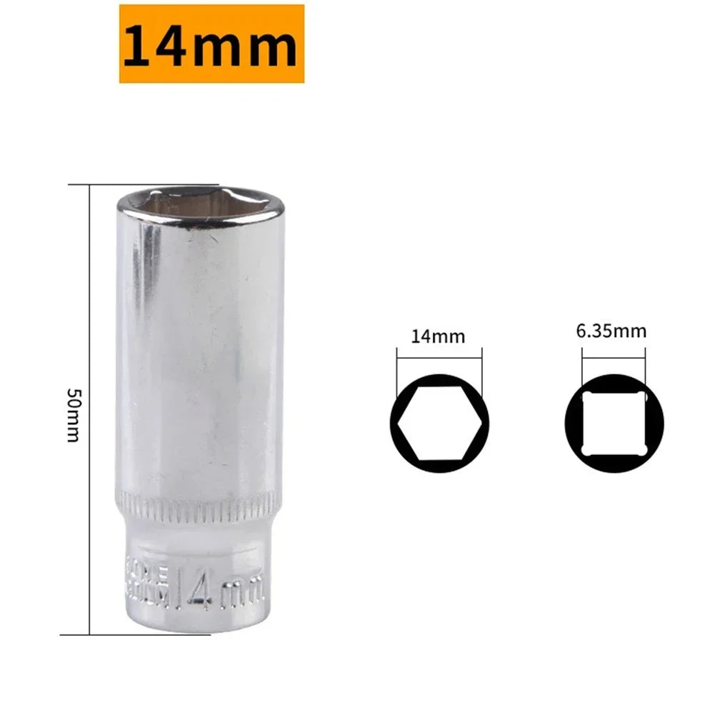 1/4 Hex Drive Deep Socket Adapter Set | Chrome Vanadium Steel Impact Socket Wrench