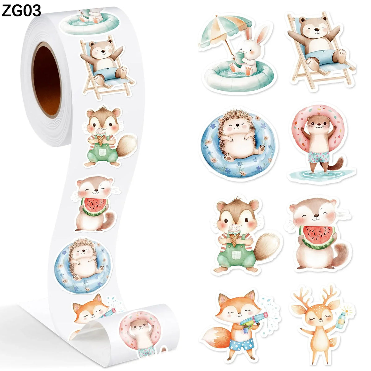 1 Roll Spring Insect Stickers Decal Reward Cute Office Supplies Incentives Animals Sticker Christmas Party Favor, 500 Pcs 1inch