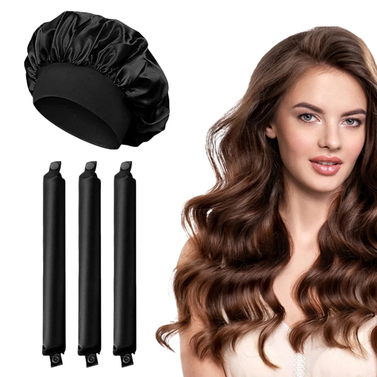 Satin Heatless Curling Rod Headband Set | No Heat Hair Curlers for Overnight Lazy Curls