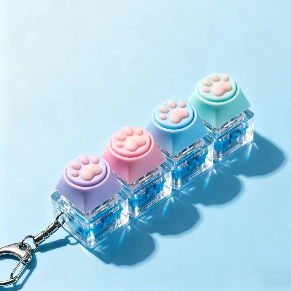 LED Keyboard Keychain Fidget Toy | Crystal Clicker for Stress Relief