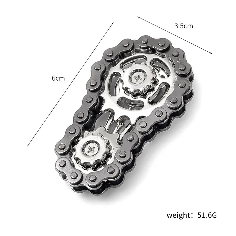 Sprockets Flywheel Fingertip Gyro Fidget Spinner | Metal Bike Chain EDC Stress Relief Toy