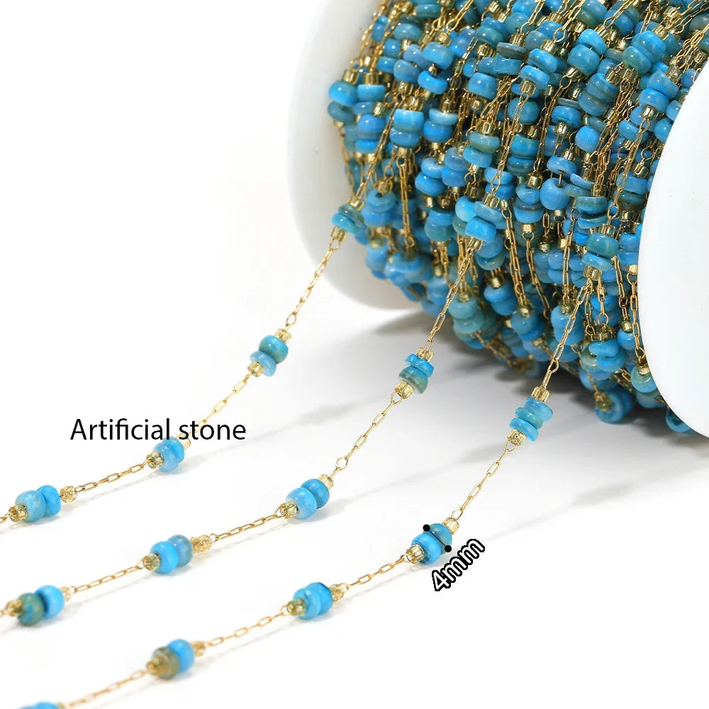 1 Meter Stainless Steel Enamel Beads Chain | DIY Jewelry Making Supplies